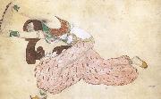 Leon Bakst Porjet de costume pour une odalisque de ballet shenerazade,crayon aquarelle et peinture doree (mk32) oil painting